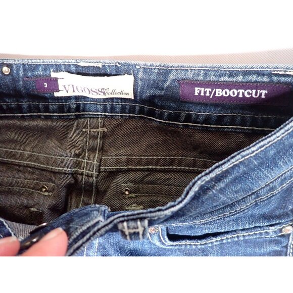 Vigoss Bootcut Jeans Women 3 Top Stitch Flap pockets Fade Classic Trendy‎ - Picture 3 of 6